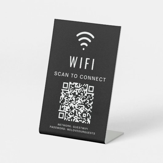 Wifi QR-Code-Scan zur Verbindung von Schwarz Sockelschild (Vorderseite)