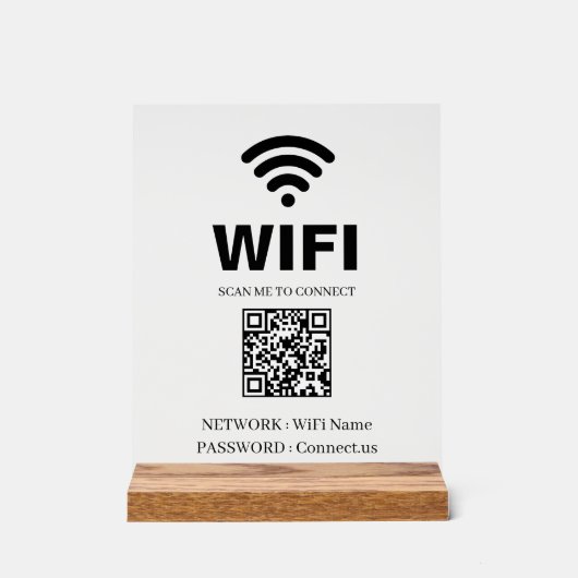 WiFi-QR-Code Weißes Acryl-Schild Acrylschild (Vorderseite)