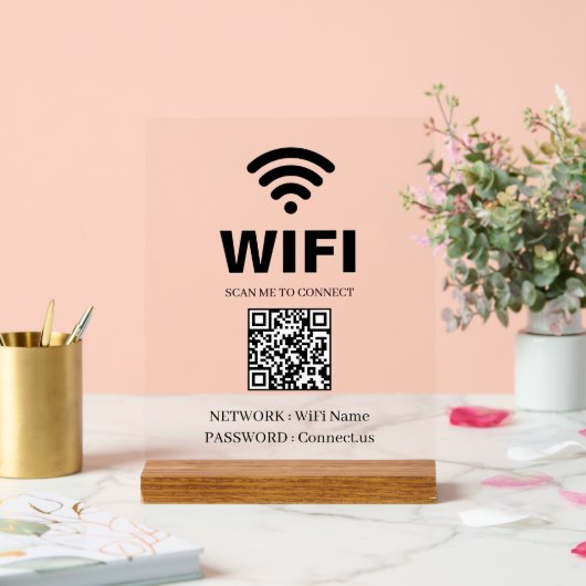 WiFi QR Code White Acrylic Sign Acrylschild (Hochzeit)