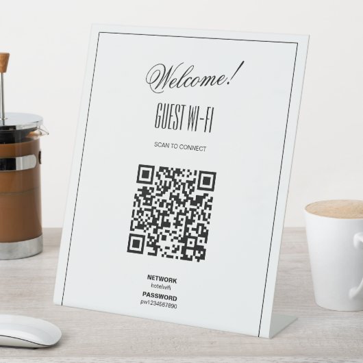 WiFi QR Code-Zeichen | Modernes Business Sockelschild (In Situ)