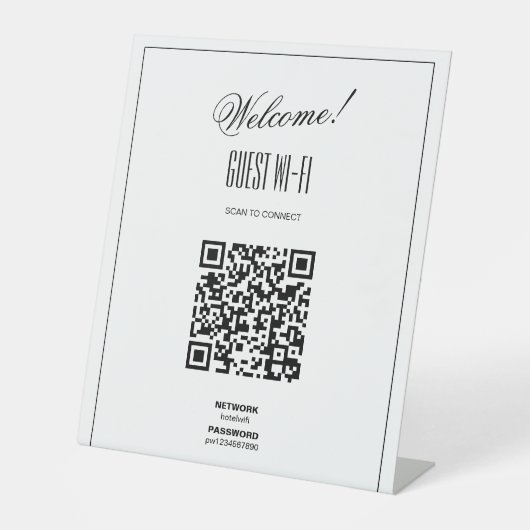 WiFi QR Code-Zeichen | Modernes Business Sockelschild (Vorderseite)