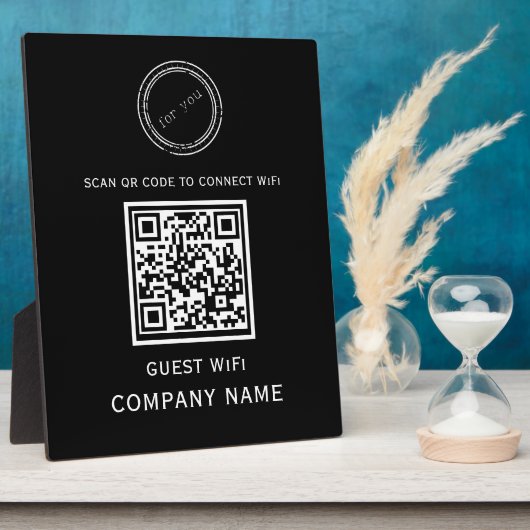 Wifi QR-Codekennwort und Netzwerkname Schwarz Fotoplatte (Seite)