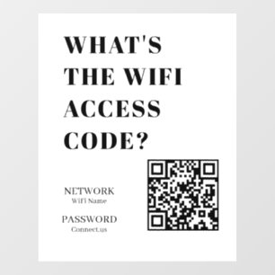 WiFi QR Netzwerk-Passwort-Scan weißes Display Fensteraufkleber