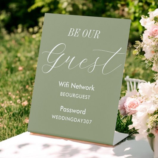 WiFi Sage Green Be Our Guest Wedding Sockelschild