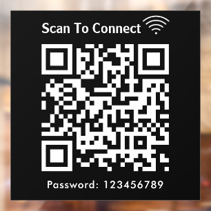 WiFi-Scan zum Verbinden von Kennwort QR-Code schwa Fensteraufkleber