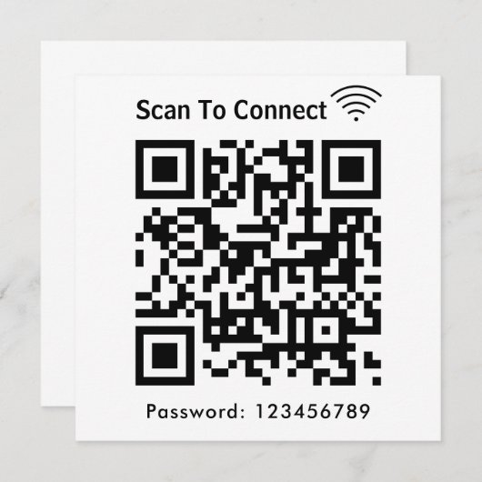 WiFi-Scan zum Verbinden von Kennwort-Qr-Code weiß Einladung (Vorne/Hinten)