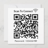 WiFi-Scan zum Verbinden von Kennwort-Qr-Code weiß Einladung (Vorderseite)
