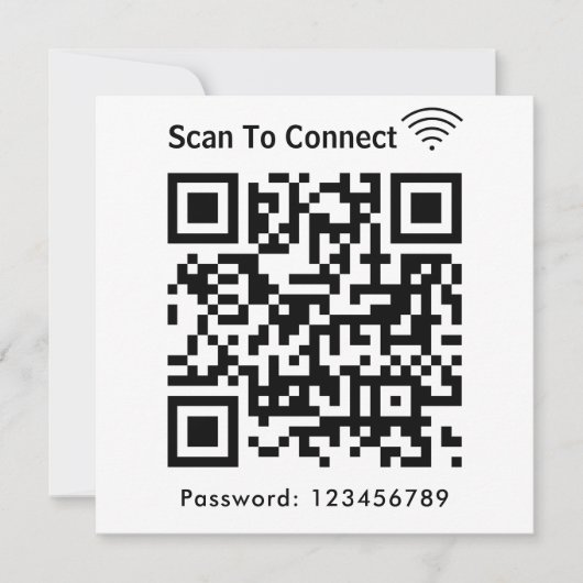 WiFi-Scan zum Verbinden von Kennwort-Qr-Code weiß Einladung (Vorderseite)