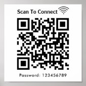 WiFi-Scan zum Verbinden von Kennwort-Qr-Code weiß Poster (Vorne)