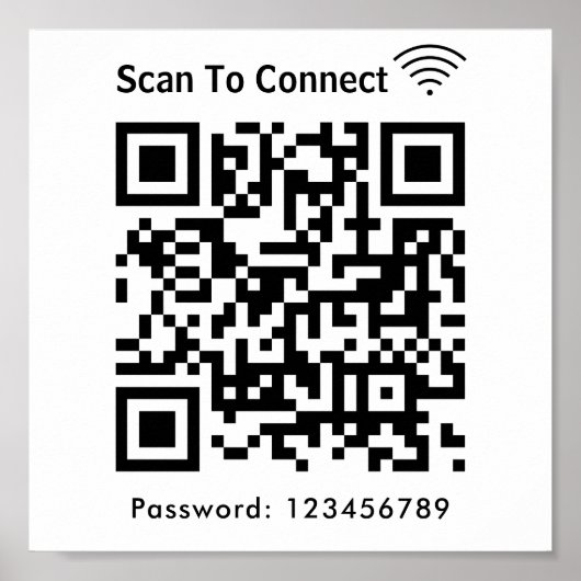 WiFi-Scan zum Verbinden von Kennwort-Qr-Code weiß Poster (Vorne)