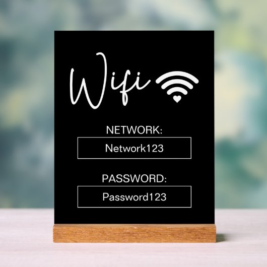 Wifi-Signatur für das Wifi-Kennwort Schwarz - Akry Acrylschild (Neutral)
