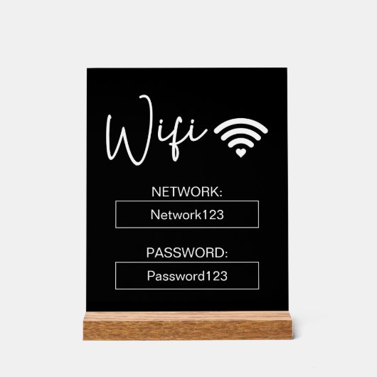 Wifi-Signatur für das Wifi-Kennwort Schwarz - Akry Acrylschild (Vorderseite)