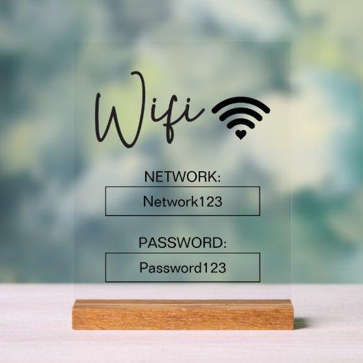 Wifi-Signatur für WiFi-Kennwort - Akryllische Tafe Acrylschild (Neutral)
