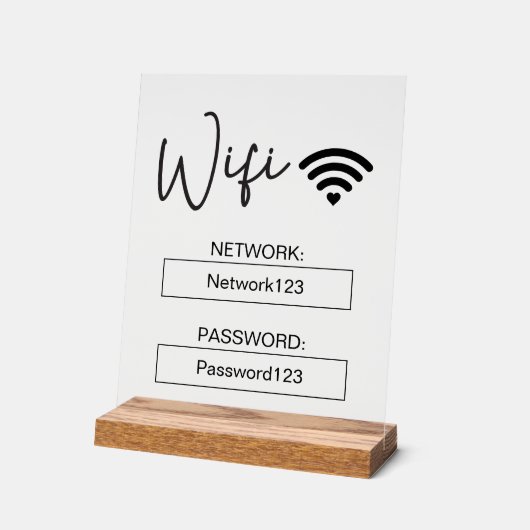 Wifi-Signatur für WiFi-Kennwort - Akryllische Tafe Acrylschild (Winkel)