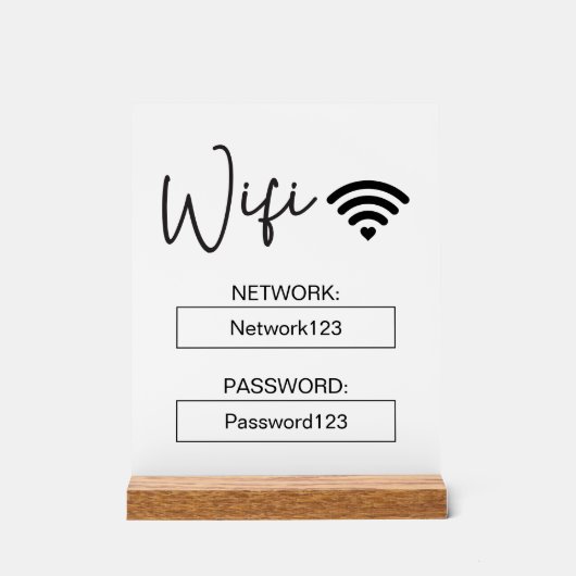 Wifi-Signatur für WiFi-Passwort Weiß, Acryllenzeic Acrylschild (Vorderseite)