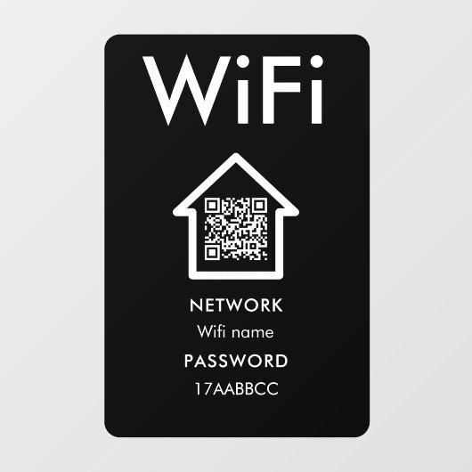 WiFi-Verbindung | Scan to Connect Guest Room Black Fensteraufkleber (Blatt)