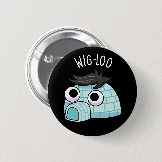 Wig-loo Funny Iglu Pun Dark BG Button (Vorne & Hinten)