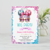 Wig party invitation  einladung (Stehend Vorderseite)