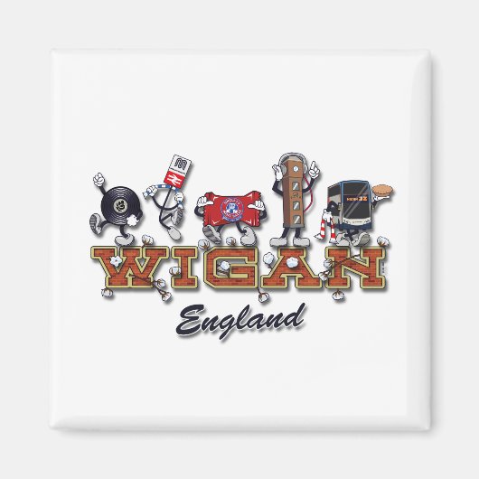 Wigan-Cartoon-Figuren Magnet (Vorne)