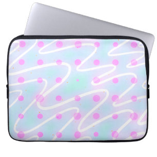 Wiggle Linien blau und magenta Punkte Laptopschutzhülle