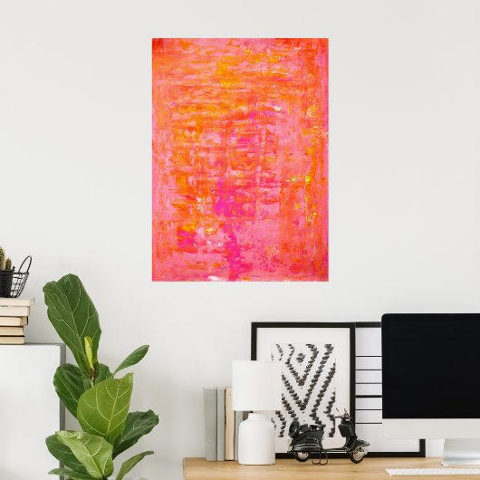 'Wiggle' Pink und Orange Abstrakt Art Poster Print (Heimbüro)