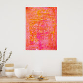 'Wiggle' Pink und Orange Abstrakt Art Poster Print (Küche)