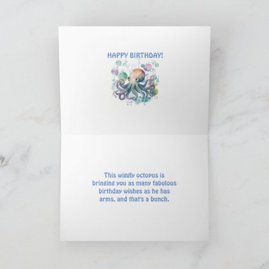 WIGGLY OCTOPUS BIRTHDAY CARD DANKESKARTE (Innenseite)