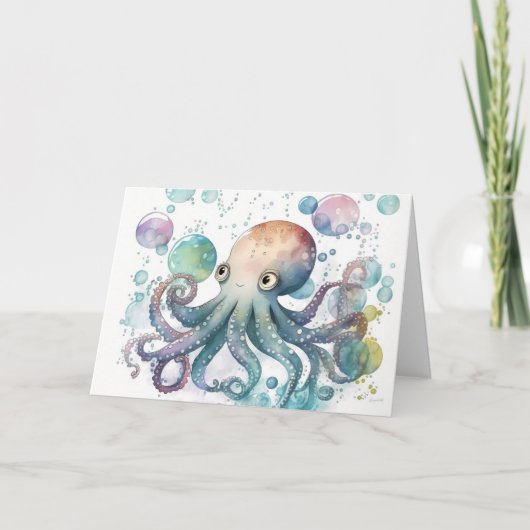 WIGGLY OCTOPUS BIRTHDAY CARD DANKESKARTE (Vorderseite)