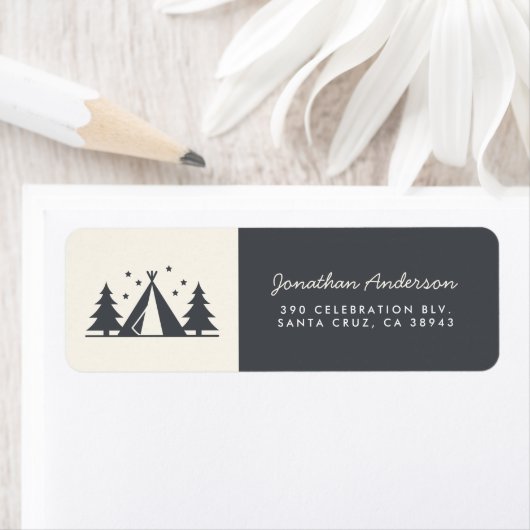 Wigwam in der Woods Birthday Party Rücksendeadress (Insitu)