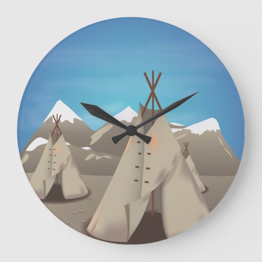 Wigwam - Tipi Große Wanduhr (Vorderseite)