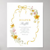 Wiilflower Diaper Raffle Floral Bow Baby Dusche Poster (Vorne)