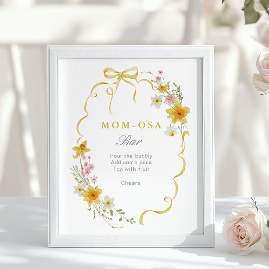 Wiilflower Mama-osa Bar Floral Bow Babydusche Poster