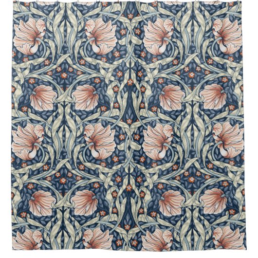 Wiiliam Morris, Blauer Impernel, Jugendstil Duschvorhang (Vorderseite)