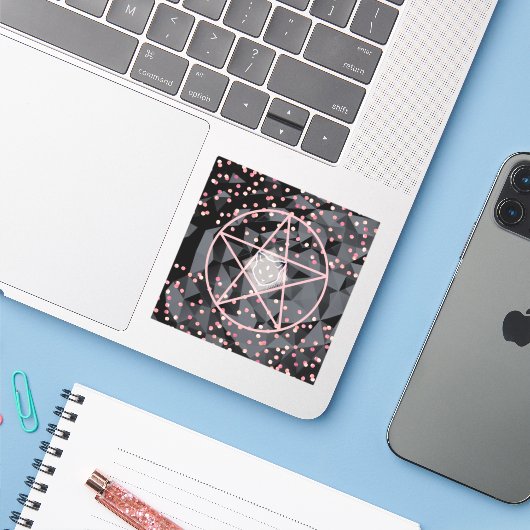 WiizyHexenzauberhexe Kosmische Katze Pentagramm Ma Aufkleber (Laptop mit iPhone)
