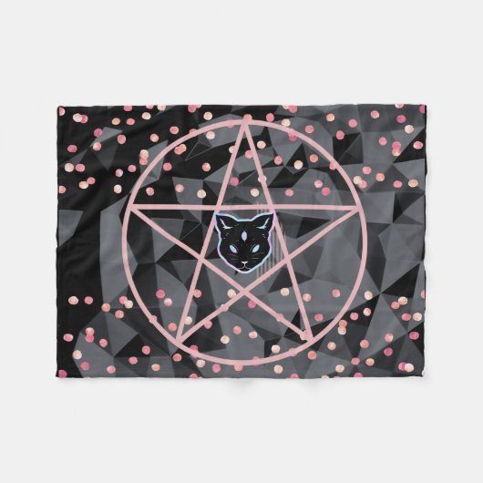 WiizyHexenzauberhexe Kosmische Katze Pentagramm Ma Fleecedecke (Vorderseite (Horizontal))