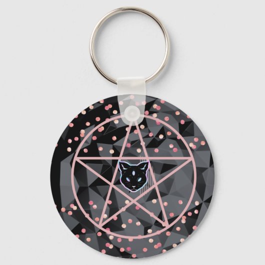 WiizyWitch Magic Witch Cosmic Cat Pentacle Magick Schlüsselanhänger (Vorderseite)