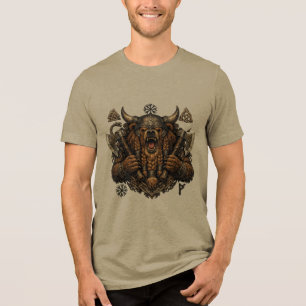 Wiking Berserker Bären Krieger Grafik T-Shirt Tri-Blend Shirt
