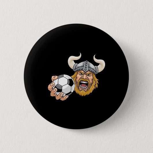 Wiking Fußball Ll Cartoon Charakter Mann Button (Vorderseite)
