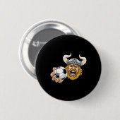 Wiking Fußball Ll Cartoon Charakter Mann Button (Vorne & Hinten)