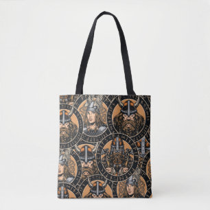 Wiking-Krieger: Farbige Vintage-Muster Tasche