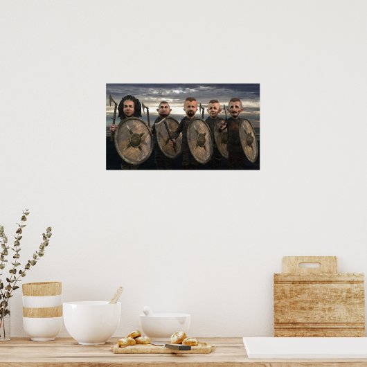Wikinger an der Küste - kleines Plakat (Küche)