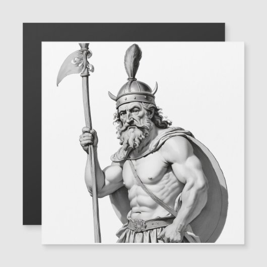 Wikinger-Krieger. Magnetkarte (Vorne/Hinten)