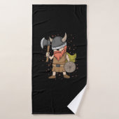 Wikinger Krieger mit Vollbart und Rüstung Badehandtuch (Badehandtuch)