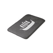 Wikinger Langboot mit individueller Hintergrundfar Badematte (Schrägansicht)