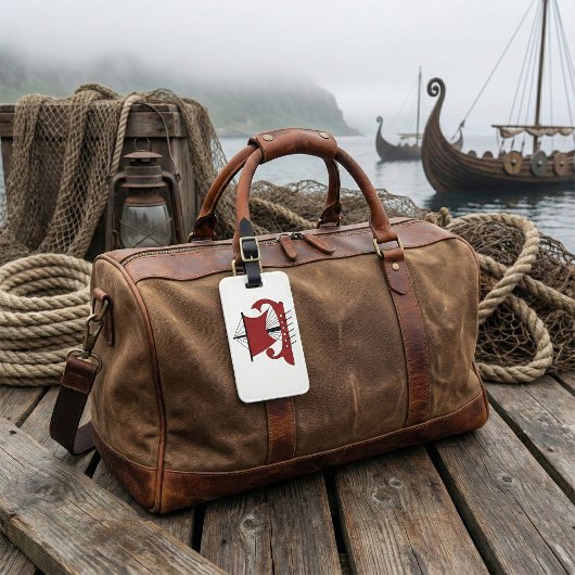 Wikinger Langschiff Silhouette Drakkar Schiff Gepäckanhänger