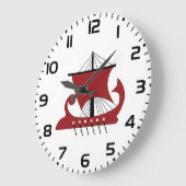 Wikinger Langschiff Silhouette Drakkar Schiff Große Wanduhr (Winkel)