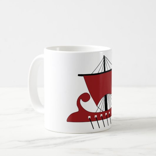 Wikinger Langschiff Silhouette Drakkar Schiff Kaffeetasse (Vorderseite Links)