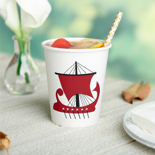 Wikinger Langschiff Silhouette Drakkar Schiff Pappbecher