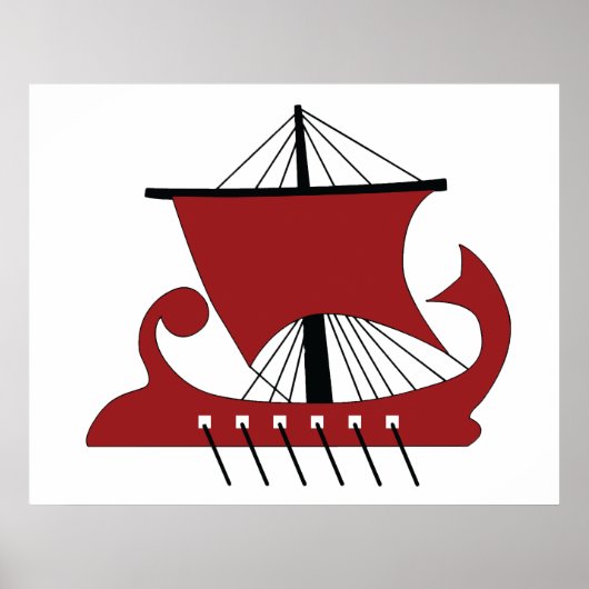 Wikinger Langschiff Silhouette Drakkar Schiff Poster (Vorne)