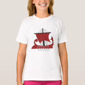 Wikinger Langschiff Silhouette Drakkar Schiff T-Shirt (Vorderseite)